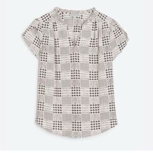 41 Hawthorn Cream Cap Sleeve Blouse with Mandarin Collar